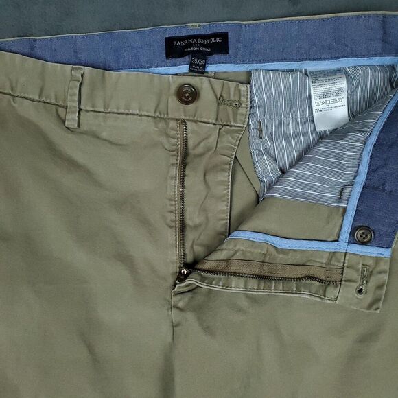 Banana Republic Pants Mens 35x27 Khaki Mason Chino Straight Fit Casual Fall 18 - Picture 6 of 16